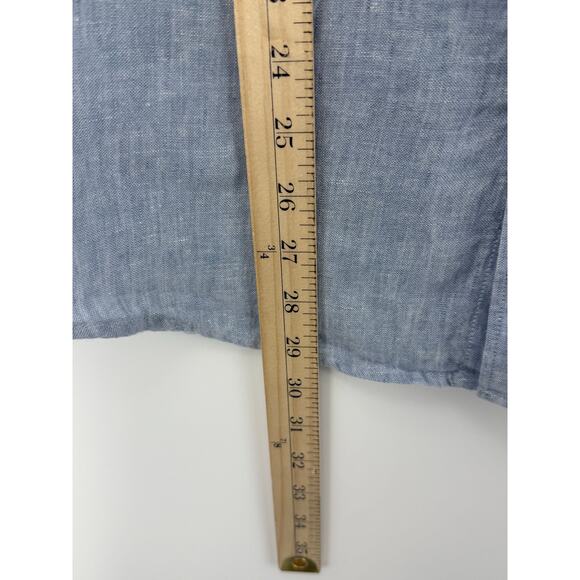 J.Crew Factory Linen Blend Shirt Men L Blue Natural Button Up Neutral Resort - Picture 4 of 8